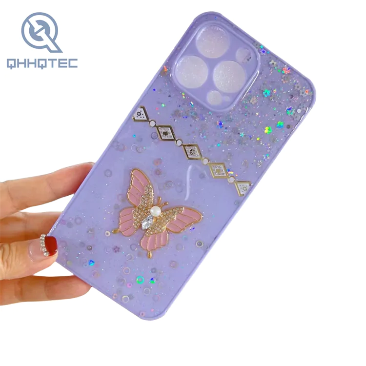 big window gold butterfly glitter phone cases for iphone