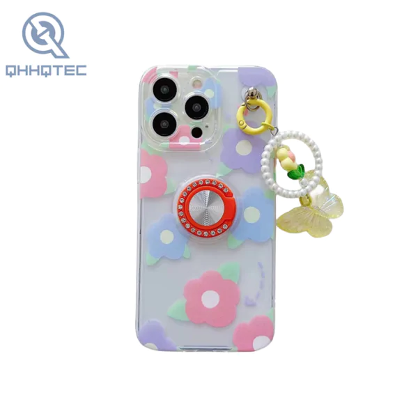 light foggy tint flowers girl case with decorative hanging