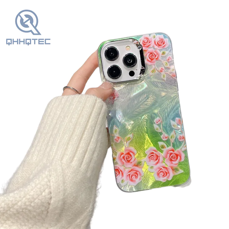 pink rose pattern phone case for iphone 14