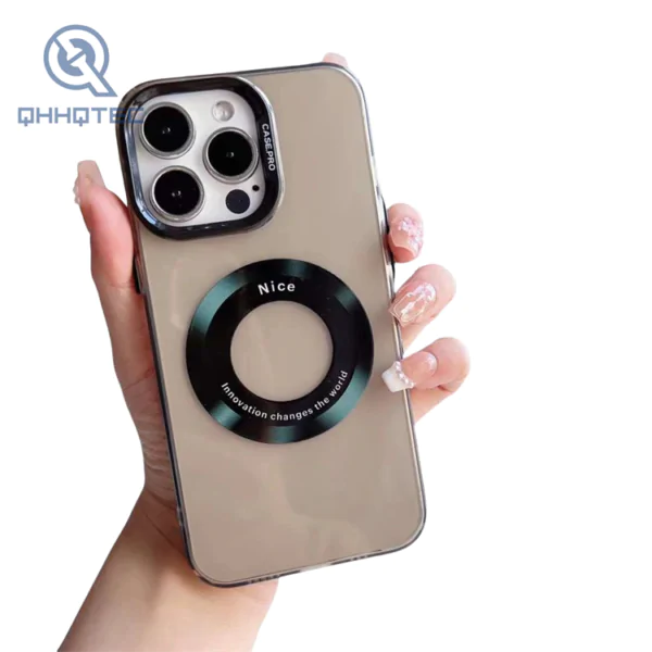 logo hole magnetic charging iphone pretty hard cases