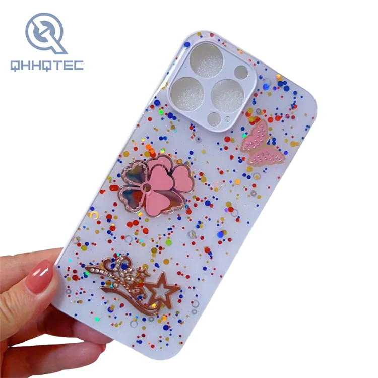 colorful fragment glitter phone cases for iphone 14 pro