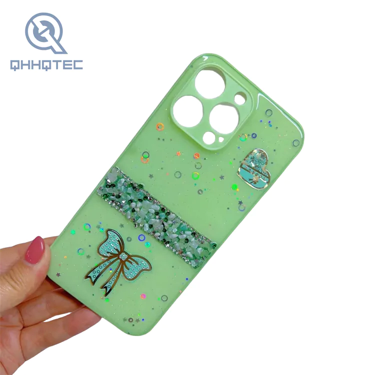 love heart butterfly knot glitter phone cases for iphone