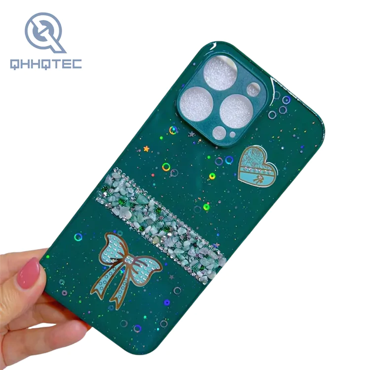 love heart butterfly knot glitter phone cases for iphone