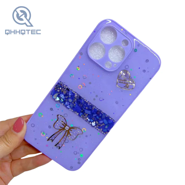 love heart butterfly knot glitter phone cases for iphone