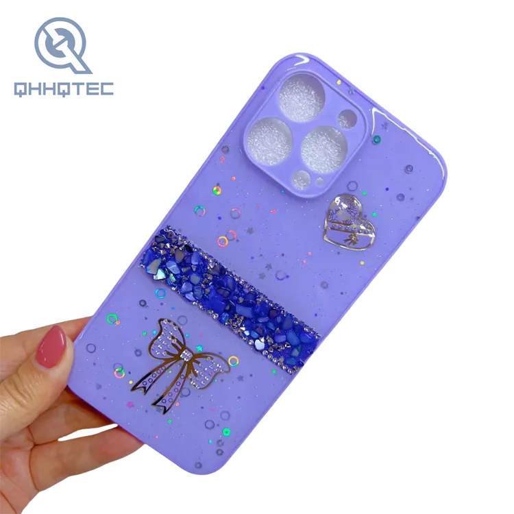 love heart butterfly knot glitter phone cases for iphone