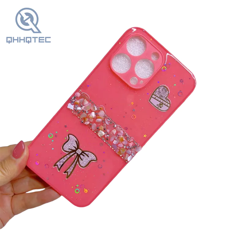 love heart butterfly knot glitter phone cases for iphone