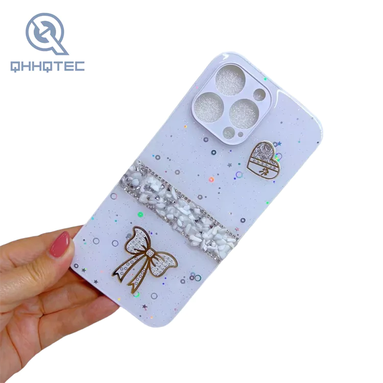 love heart butterfly knot glitter phone cases for iphone