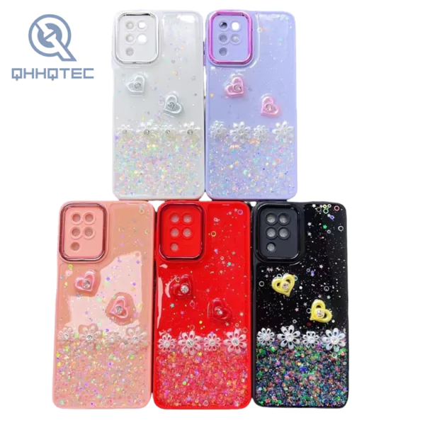 love heart flower diamond glitter phone cases for iphone