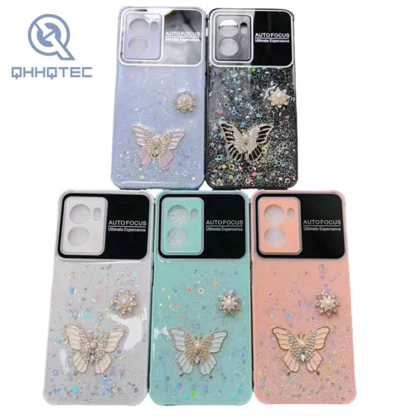 gold butterfly shinning fragment glitter phone cases for samsung