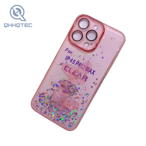 cubic pearl bow tie and love decoration translucent protection case for iphone (复制)