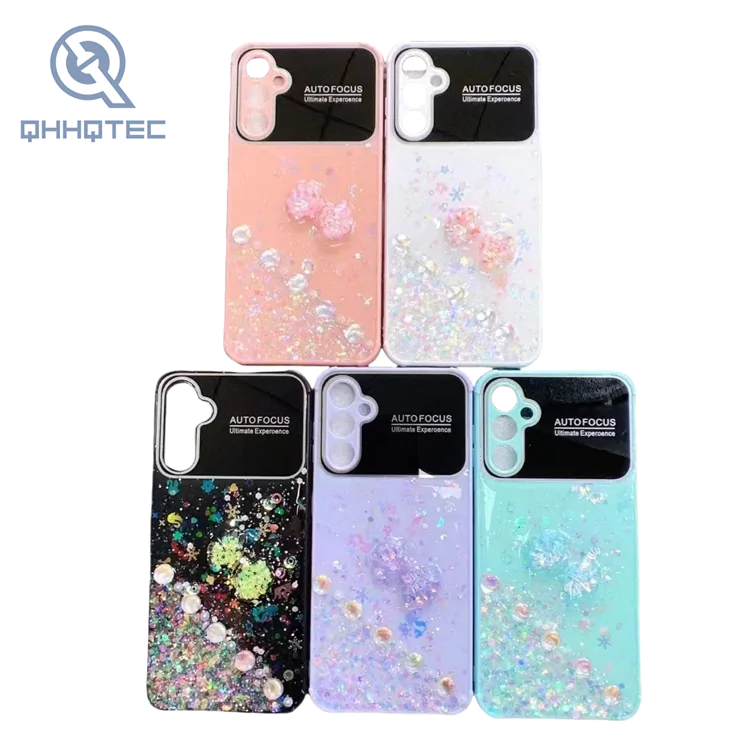 sky blue with glitter phone case for iphone 15 pro max