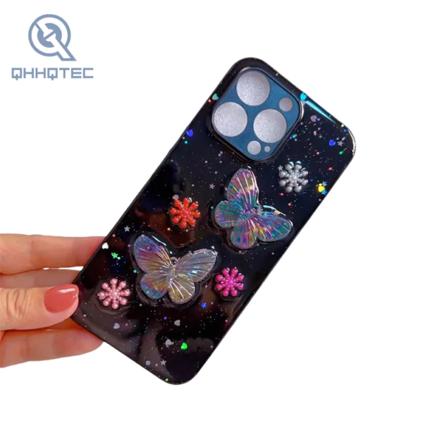 transparent shining butterfly decoration phone cases