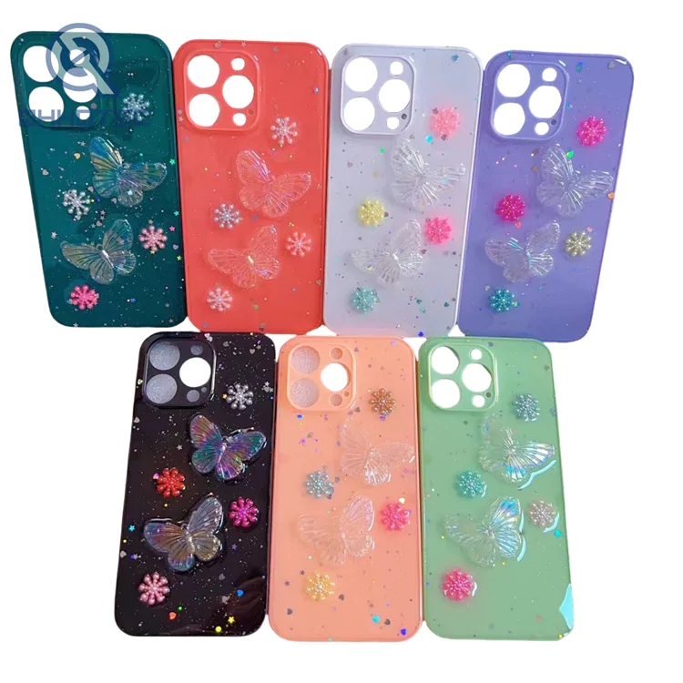 transparent shining butterfly decoration phone cases