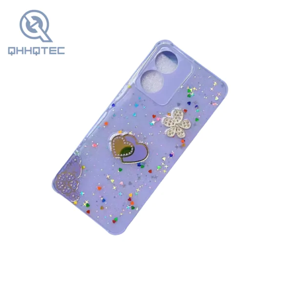 glitter flower two love heart phone cases for iphone