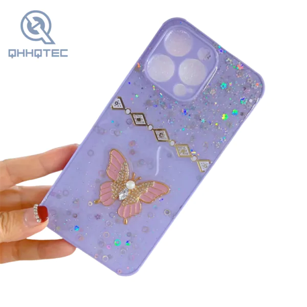 pearl circle flower with butterfly decoration cute case