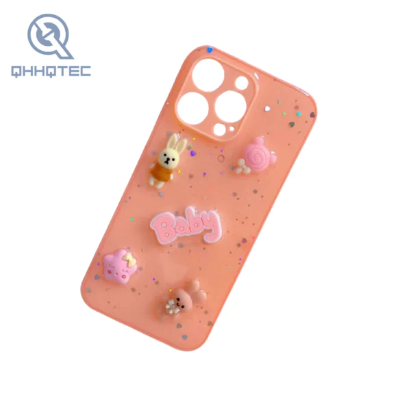 cute 3d rabbit with baby words pattern dripping case