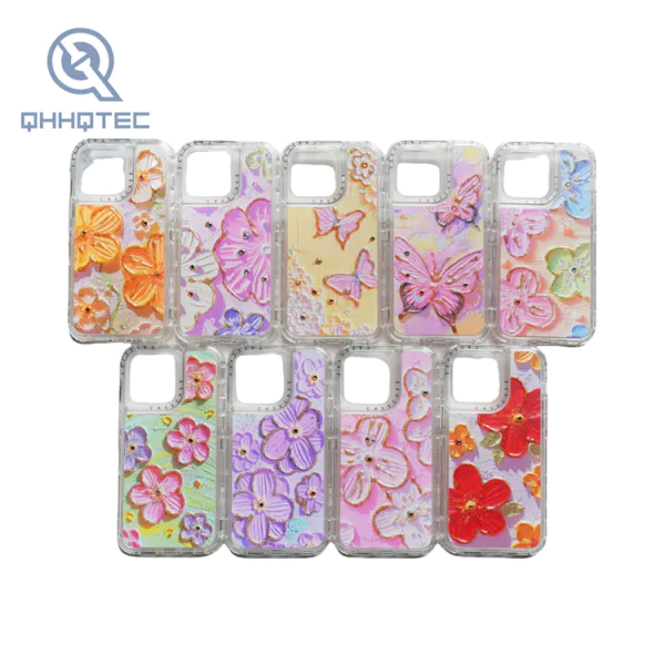 spring theme partial painting patterns dripping phone case
