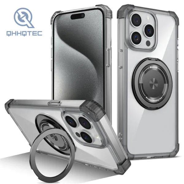 transparent with magnetic kickstand phone cases for iphone