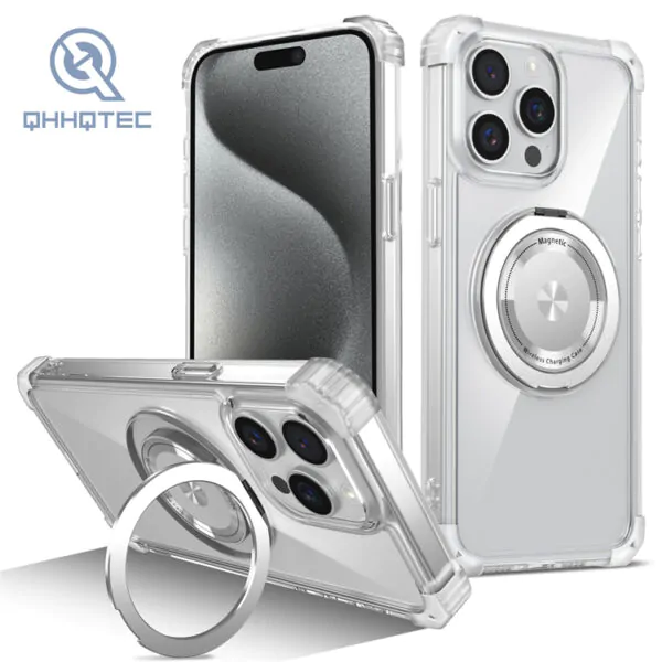 transparent with magnetic kickstand phone cases for iphone