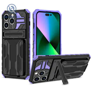 2 in 1 armor with card slot bracket iphone phone cases