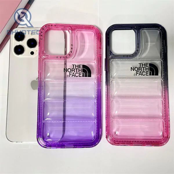 3 in 1 gradient color down jacket iphone 15 pro phone cases