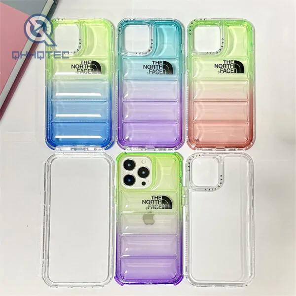 3 in 1 gradient color down jacket iphone 13 phone cases