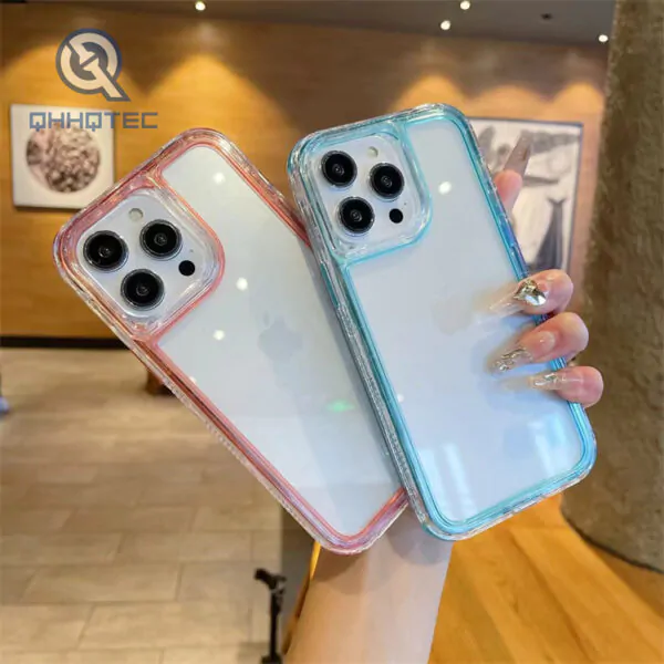 colorful frame transparent 3 in 1 phone case