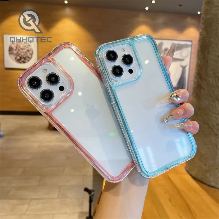 colorful frame transparent 3 in 1 phone case