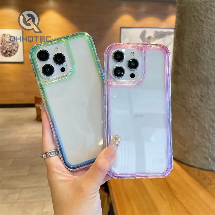 colorful frame transparent 3 in 1 phone case