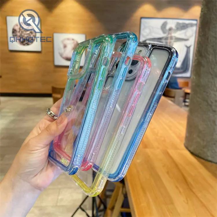 colorful frame transparent 3 in 1 phone case