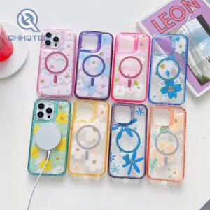 bright color magsafe 2 in 1 flower phone case