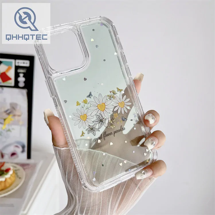super trendy colorful drip gel flower botanical transparent phone case