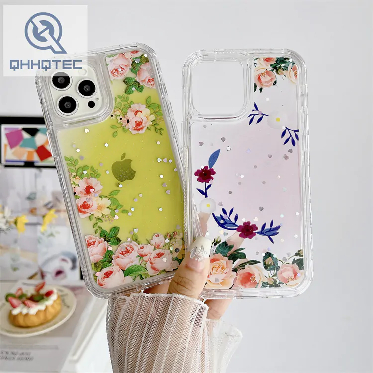 super trendy colorful drip gel flower botanical transparent phone case