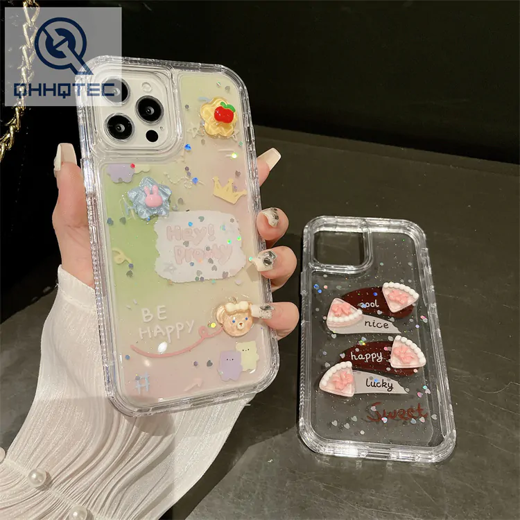 3 in 1 transparent cute doll unicorn rainbow bear cell phone case