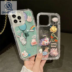 3 in 1 transparent cute doll unicorn rainbow bear cell phone case