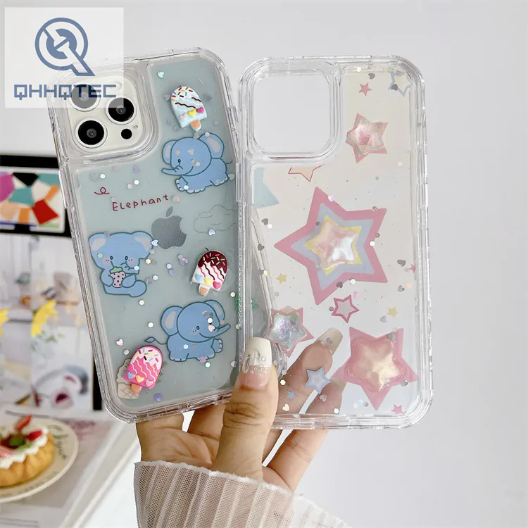 flower butterfly phone case 3 in 1 painted drip gel transparent cute accessories