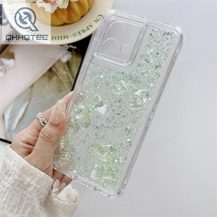 dropped crystal bow phone case