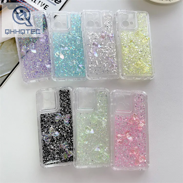 dropped crystal bow phone case