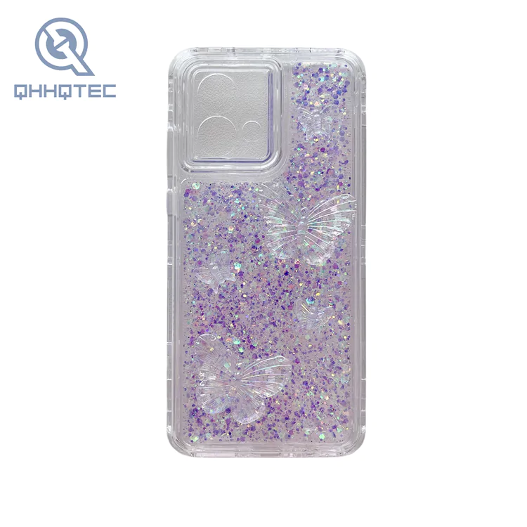 glitter sequin butterfly transparent phone case