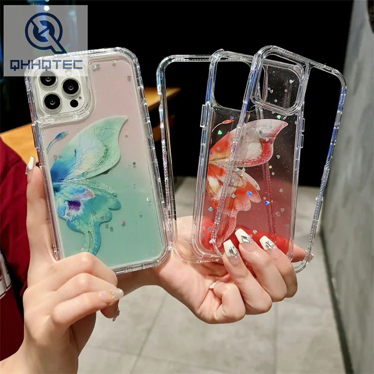 3 in 1 colorful butterfly dripping case