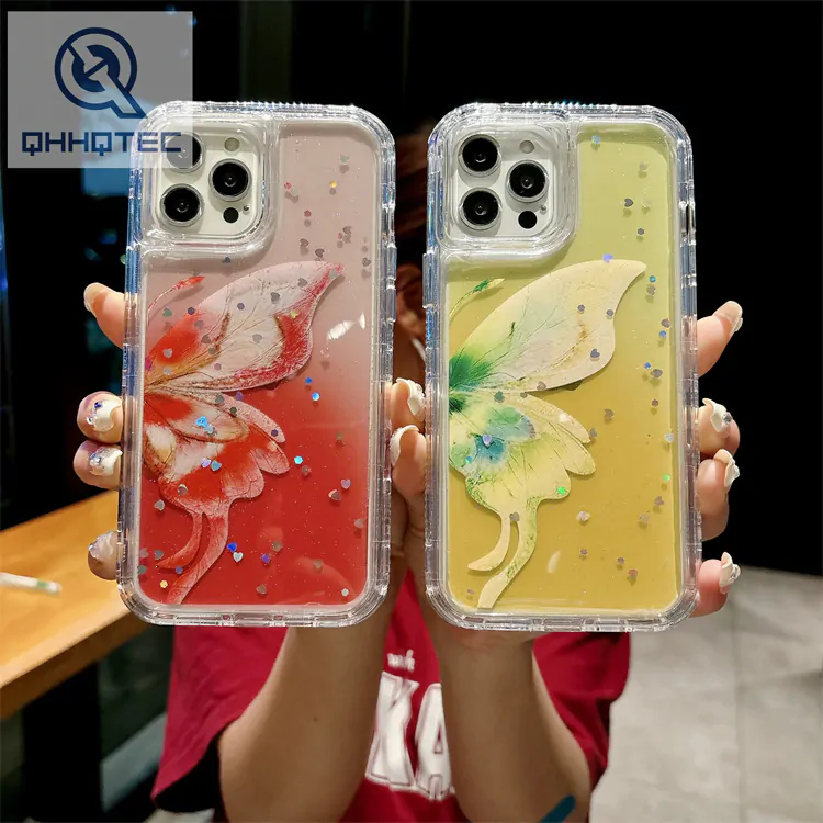 3 in 1 colorful butterfly dripping case