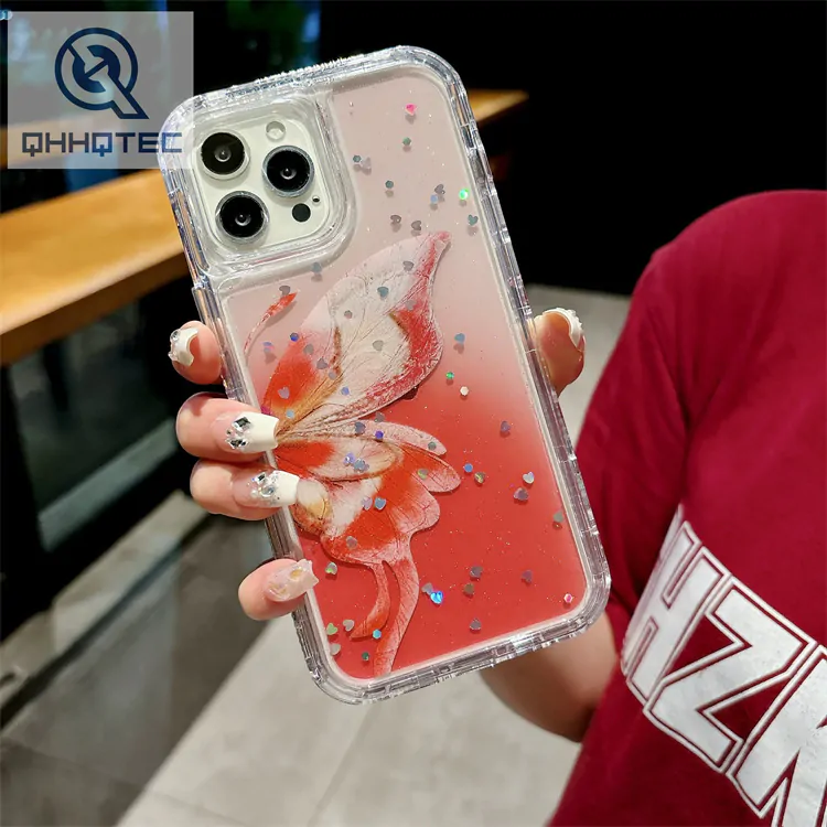 3 in 1 colorful butterfly dripping case