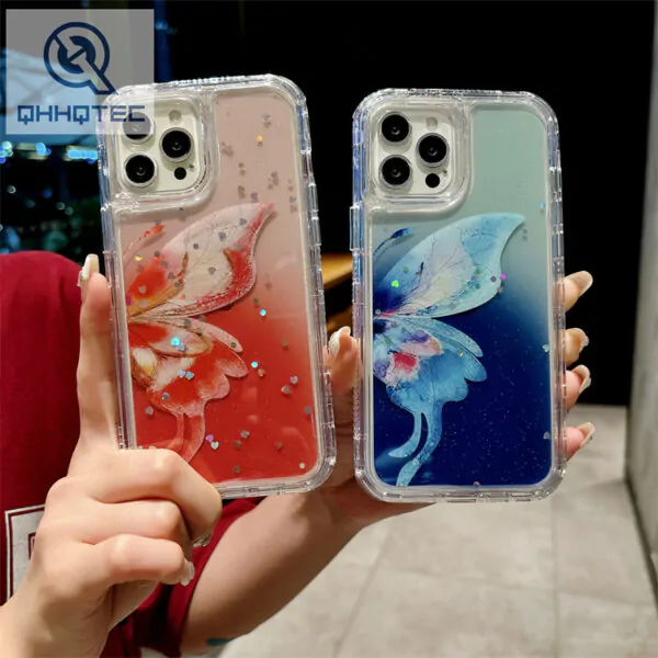 3 in 1 colorful butterfly dripping case