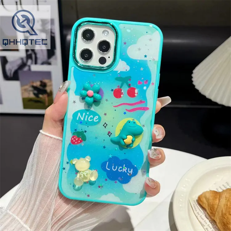 colorful patterns with cute decoration girl case