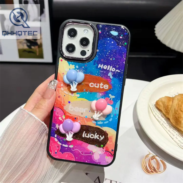 colorful patterns with cute decoration girl case