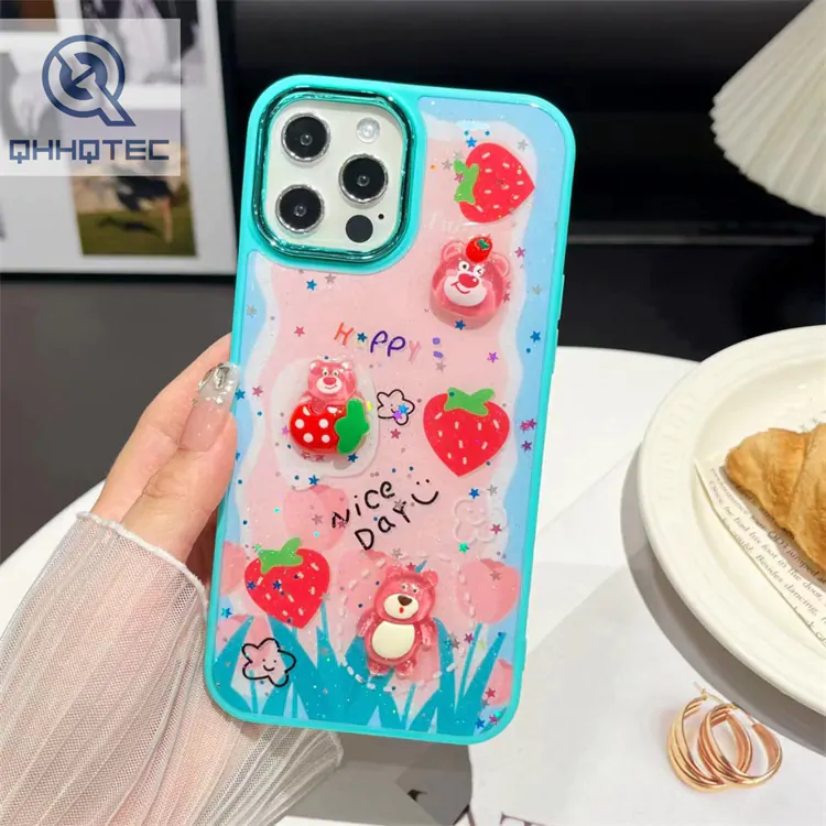 colorful patterns with cute decoration girl case
