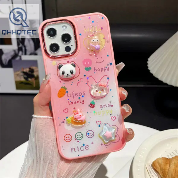 colorful patterns with cute decoration girl case