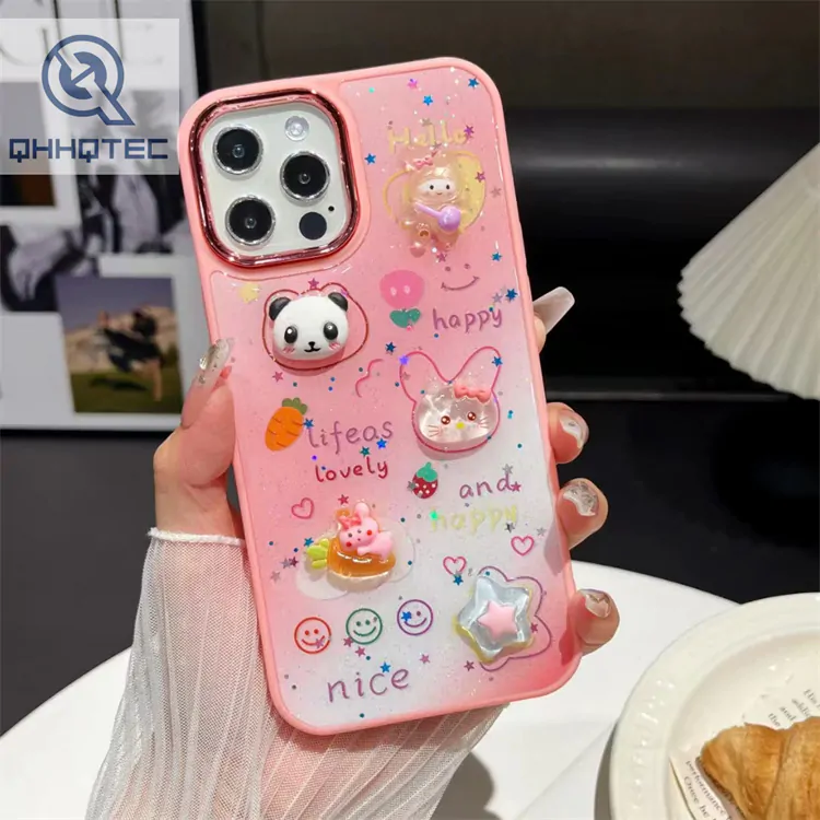 colorful patterns with cute decoration girl case