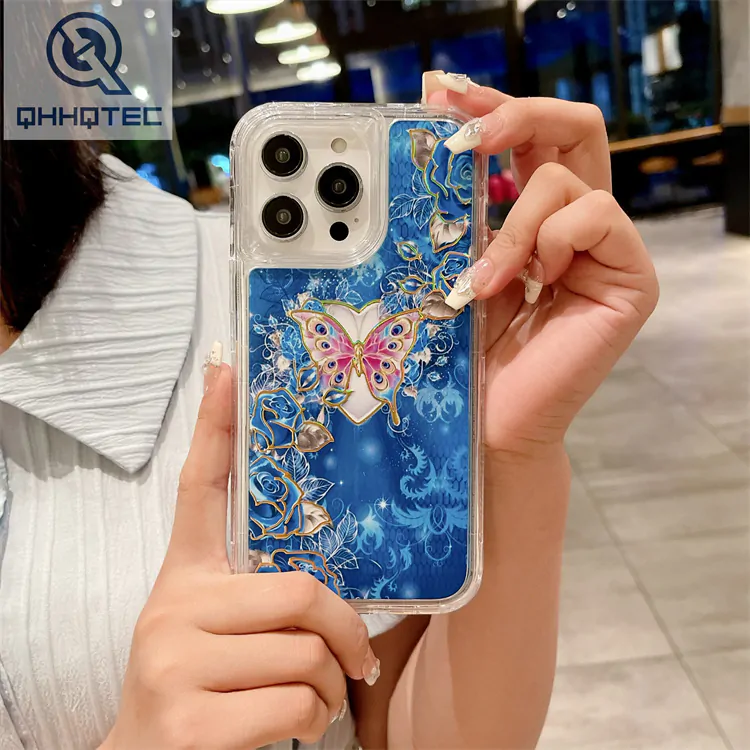 3 in 1 design tpu+pc material flower pattern phone case
