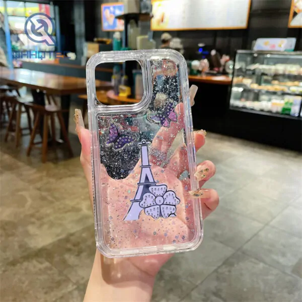 4 in 1 transparent tower glitter case